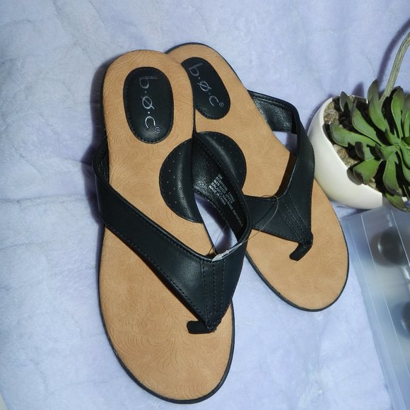 Boc Leather Cushioned Comfort Slide on Sandals Black & Yellow Poppy NEW/NWT! - Picture 5 of 15